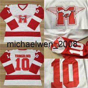 Weng #10 Sutton Youngblood Movie Hamilton Mustangs Hockey Jersey Мужчина на 100% сшитые юношеские хоккейные майки белые винтаж