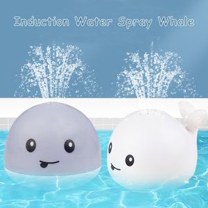 Bath Toys Electric Cartoon Whale Flashing Ball Water Squirting Sprinkler Baby Bath Toy Automatic Squirting Water Toddlers Bath Pool Toys 230410