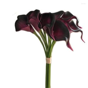 Fiori decorativi PU Mini Calla Lily Simulazione Fiore Decorazione di nozze Sensazione artificiale Bouquet da sposa Teste di rosa