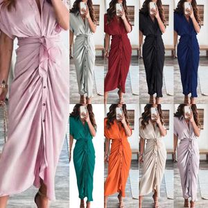 Abiti di design della camicia al dettaglio per donna pendolarismo plus size S-3xl Office Lady Short Short Long Maxi Dress Fashion Forged Women 2023 Abbigliamento