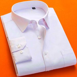 Men's Casual Shirts Short Sleeve White Twill Shirt for Men Slim Fit Solid Color Business Formal Dress Shirt Non-Iron Anti-Wrinkle Male Cotton Shirts 230410