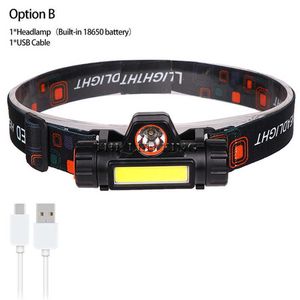 Head lamps 6000LM USB Rechargeable LED headlamp Waterproof COB work light with magnet headlight built-in battery For camping adventure P230411