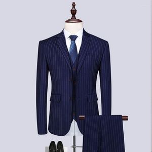 Herrenanzüge, 3-teilig, gestreift, bedruckt, Anzug, Herrenmode, Slim Fit, Hochzeitskleid, Blazer, Bräutigam, Smoking, Weiß, Business-Herren-Sets, Sale