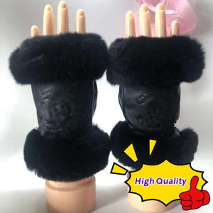 Fingerless Gloves Ladies Classic 100% Sheepskin Gloves Designer Läder Touch Screen Handskar Mjuka varma handskar 0817 E6UP