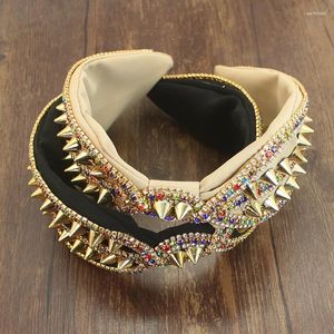 Hair Clips Exaggerate Fashion Accessories Wide Side Headband Mix Crystal Baroque Hairband Center Cross Headwear For Women Wedding