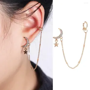 Brincos traseiros sem piercing, joias, presentes, mulheres, meninas, cartilagem, orelha, lua, estrela, clipe, estilo coreano, clipes femininos