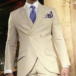 Men's Suits Summer Casual Khaki Men For Wedding Tuxedos Masculino 2Pieces(Jacket Pants Tie) Custom Made Latest Design Suit
