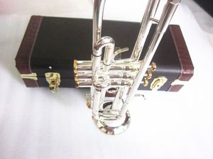 Sıcak Satış LT180S-37 Trompet BB Düz Gümüş Kaplama Profesyonel Trompet Müzik Enstrümanları Güzel Kasa Ücretsiz Nakliye