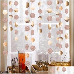 Other Home Decor 4M 57Dot Champagne Circle Garlands Rose Gold Paper Banner Birthday Party Decoration Supplies Hanging Garlan Dhgwl