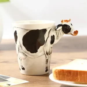 Mugs The First Stereoscopic 3D Hand-Painted Ceramic Animal Cup Cows Paragraph Cups Milk.