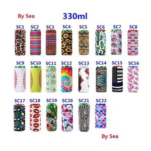 44 Colors Two Size Slim Can Beer Insators Premium Keychains Neoprene Beverage Cooler Collapsible Cola Soda Bottle Koozies Cactus Leopa Dh3Ei