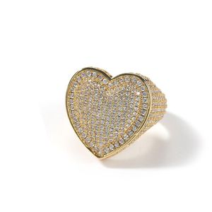 Pierścienie zespołowe moda męska złota pierścień bioder biżuteria biżuteria Big Heart Sier Icered Out Drop dostawa dhgarden otalc