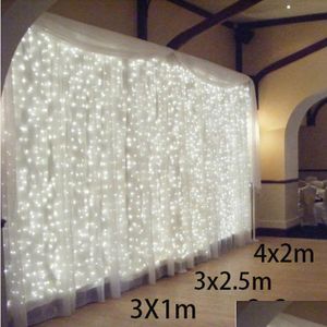 Party Decoration 3x1/3x2/3x LED Curtain String Lights Garland Christmas Fairy Light Garden Drop Delivery Home Festive Supplie Dhoer