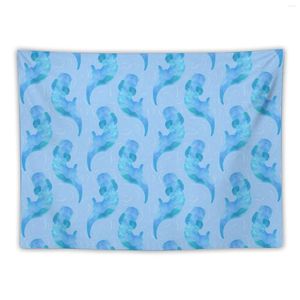 Tapisserier Ice Blue River Otter Swimming Tapestry Room Estetic Home Decorating House Decor Dekoration för sovrummet