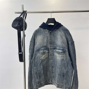 High Version b Family Autumn and Winter New Vintage Fur Edge Fake Two-piece Patchwork Couple Casual Loose Denim Jacket
