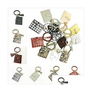 13 Styles Fashion Leopard Snakesskin Plaid Clutch Keychain Big O Wristlet Armband Tassel Kreditkort Plånbok Key Ring Drop Delivery DHLZ7