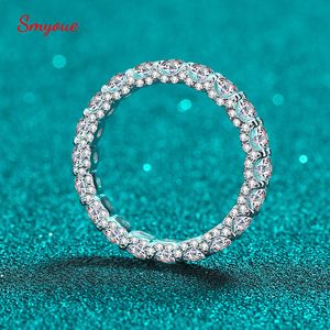 Con pietre laterali Smyoue 2.1CT Anelli placcati in oro bianco per donna 100% 925 Sterling Silver Full Enternity Diamond Band Wedding Ring GRA 230410