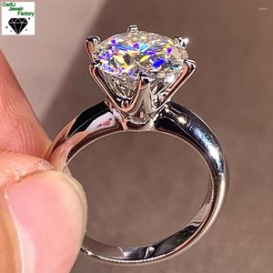 Pierścienie klastra 18k białe złoto pierścionek kobiet w przyjęciu weselny rocznica zaręczyn 1 2 3 4 5 Round Moissanite Diamond Classic Trendy