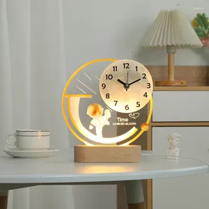 Table Clocks Desktop Ornaments Desk Clock Children's Room Bedroom Home Decoration Light Luxury Night Acrylic Digital