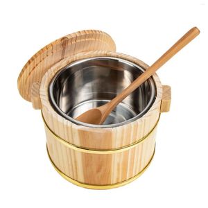 Dinnerware Sets Stainless Steel Mixing Bowls Cask Rice Sushi Wood Container Bucket Tub Beancurd Jelly Serving