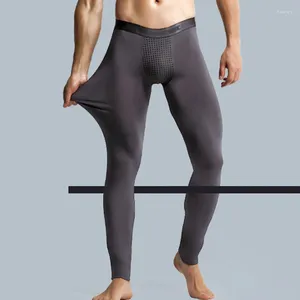 Men's Thermal Underwear Mens Magnet Long Johns Men Man Thin Soft Modal Leggings Sexy Slim U-convex Pants Male Lounge Black