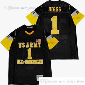 DIY Design Retro Movie Stefon Diggs #1 All American Jersey Red White Custom Szyged College Football Jerseys