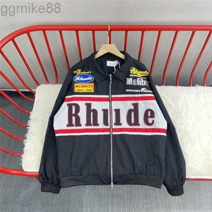 Rhude Jacken Männer Frauen Top Qualität Hip Hop Oberbekleidung Abzeichen Gesticktes Revers Windjacke Mäntel Schwarz Rot Rhude Jacke 2 DUQM