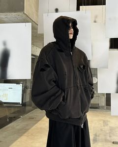 Grailz tvättade svarta män toppar dragkedja high street dragkedja tröja version hoodie jacka jacka