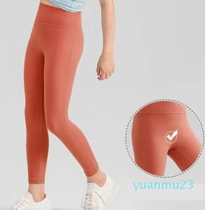 Lu crianças calças de yoga push ups leggings de fitness macio cintura alta alinhar legging hip elevador elástico t-line calças esportivas sem costura