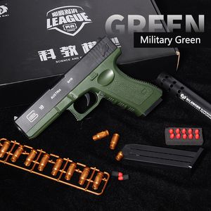 G18 Tabanca Tabanca Oyuncaklar Otomatik Mancınık Tabanca Yumuşak Kurşun Açık Spor Atış Oyunları 10 Metre M1911 Silah Susturucu Ile Çocuk Yetişkin 2065