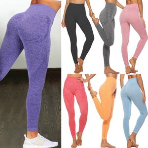 Yoga outfit hög midja sömlösa leggings skjuter upp leggins sport kvinnor fitness som kör byxor Energi Elastiska byxor Gym Girl Tights 230411