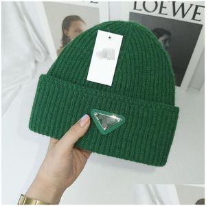 Designer Winter Beanie Hat para homens e mulheres moda triângulo letras design malha chapéus queda de lã boné geométrico uni gota quente entregar dh1rb