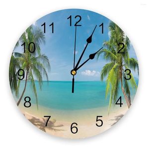 Wall Clocks Bernamburgo Beach Clock Modern Design Farmhouse Decor Kitchen Vintage PVC Round Living Room Decoration