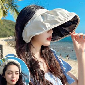 Wide Brim Hats Spring And Summer Style Sun Hat Korean Version Versatile Hair Band Sunscreen Big Black Rubber Anti-ultraviolet