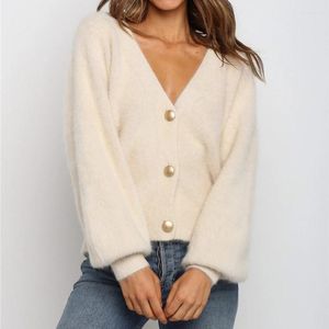 Women's Knits Korean Fashion Cardigan Knitted Sweaters Women Thin V-Neck Pullovers Long Sleeve 2023 Casual Female Crop Sweater Tops