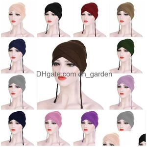 Czapki czapki/czaszki czapki/scl czapki muzułmanki turban wewnętrzny hidżab Indie head chusta islamska maska ​​owijała elastyczna mumman turban dhgarden dh8v6