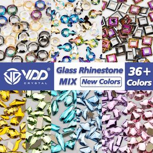 Stop VDD 100500PCS Kolor Mieszany kształt Glass Glass Crystal S Flatback Strass Glitter Błyszczący paznokcie