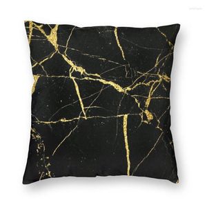 Kussen luxe zwart en gouden marmeren textuuromslag 40x40 huisdecoratief patroon geometrische grafische worpkast voor bank