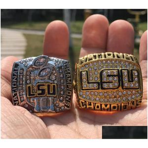 2PCS 2003 2007 LSU Tigers National Championship Ring Zestaw pamiątki fan fan mężczyźni prezent hurtowa dostawa dhelm