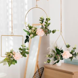 Decorative Objects Figurines Nordic style geometric shape gold metal pendant wall decoration hook DIY storage rack home wedding decoration accessories