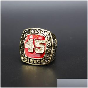 Hall Of Fame Baseball 1959 1975 45 Bob Gibson Team Champions Championship Ring With Wooden Display Box Souvenir Men Fan Gift Drop Deli Dhcn6