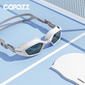 ゴーグルCopozz Men Professional SwimmingGoggles Electroplate Swirm Glasses Anti Fog UV Proteciation調整可能な大人の水泳アイウェール女性230411