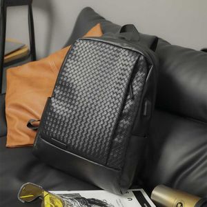 Neue Stricken Leder Rucksack Männer Mode Design Männer Rucksack Luxus Reise Laptop Taschen Männlichen Rucksack Hohe Kapazität Schultasche 230411