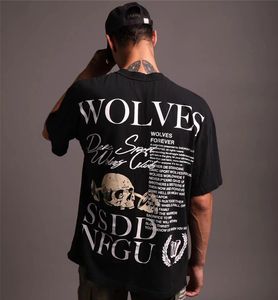 Men's T-Shirts Darc Sport Large Hip Hop Skull Letter Printed Short Sleeve T-shirt Summer Cool 100% Cotton Loose Casual 230410