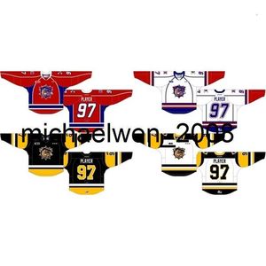 Weng Go özelleştirilmiş 2016 17-Press Ohl Erkek Çocuklar Beyaz Kırmızı Siyah Stiched Ham Ilton Bull Dogs S 2015 16 Ontario Hokey Ligi Jersey