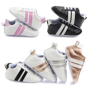 Spädbarnsbarn Baby Girl First Walkers Soft Sole Crib Shoes Pu Leather Sneaker Nyfödda söta barn första steg springautumn babyskor