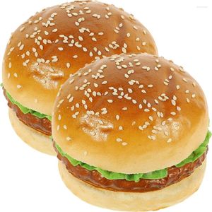 Украшение для вечеринки, 2 шт., имитация модели гамбургера, искусственный декор, модели искусственной еды, декорации для гамбургеров