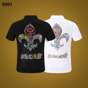 2023SS MENS T SHIRTS MEN DESIGNER PP Skull Diamond Polo Shirt Kort ärm Phillip Plain Brand Tee Lapel High Quality Skulls Tshirt Tees Tops PP9001