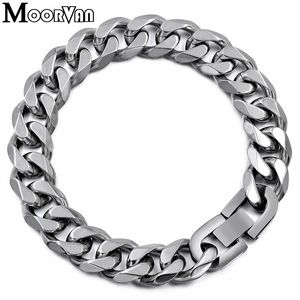 Charm Armbänder Moorvan Jewelry Herren kubanische Gliederketten Edelstahl für Armreif männliches Zubehör Großhandel B284 230411