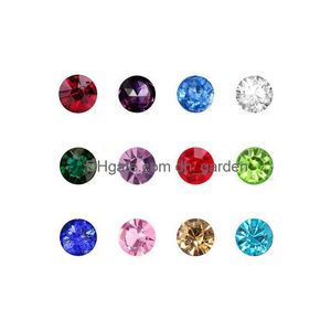 Charms 120Pcs M/4Mm/5Mm Round Shape Birthstone Charms Diy Accessories Mix-Color Floating For Glass Living Locket Drop Delive Dhgarden Dhhov